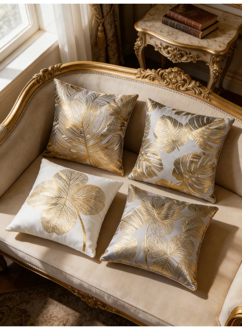 4-Piece 45 × 45 cm (18 × 18 Inch) Modern Decorative Cushion Cover Set | Sofa Pillow Covers for Living Room, Car & Bed - Image 1